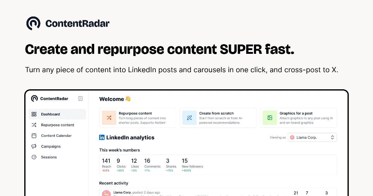 Preview of ContentRadar