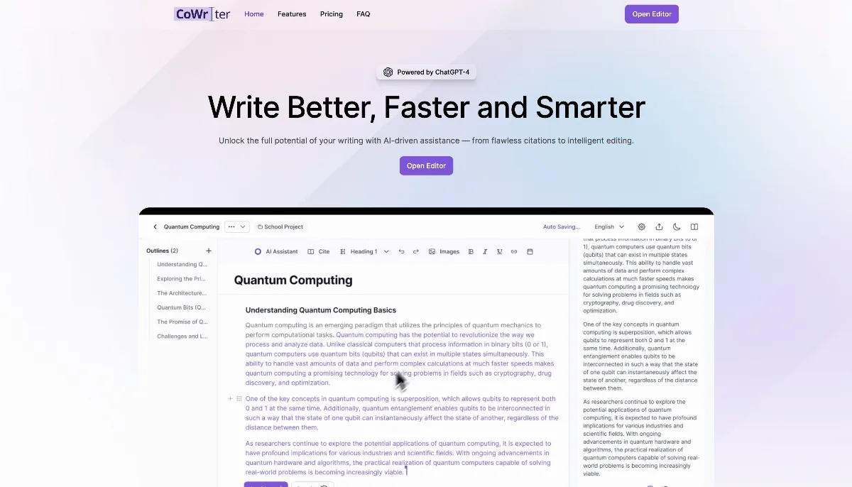 Preview of CoWriter AI