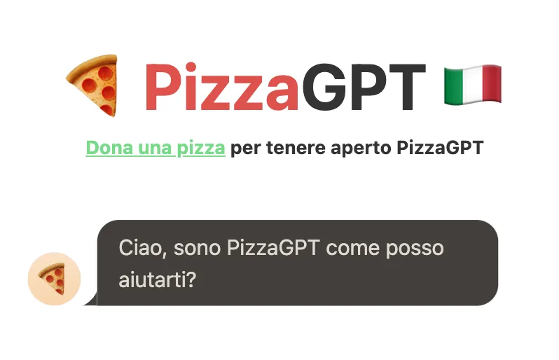 Preview of PizzaGPT
