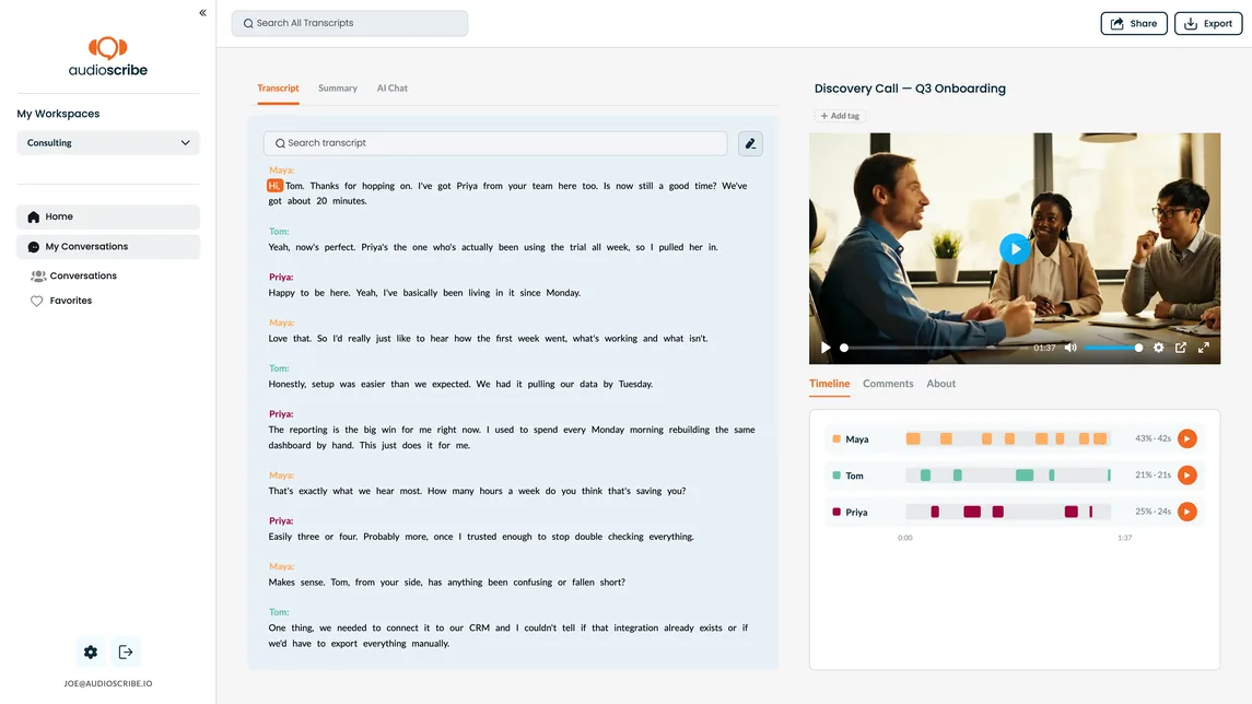 Preview of AudioScribe.io