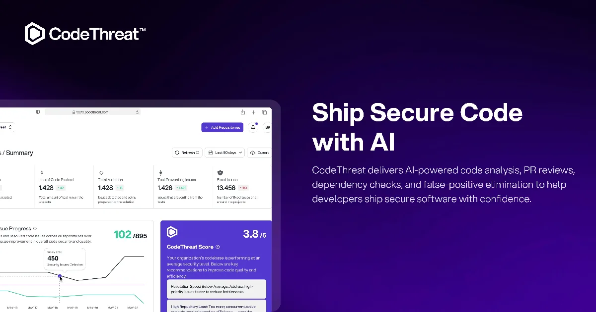 Preview of CodeThreat â Ship Secure Code with AI