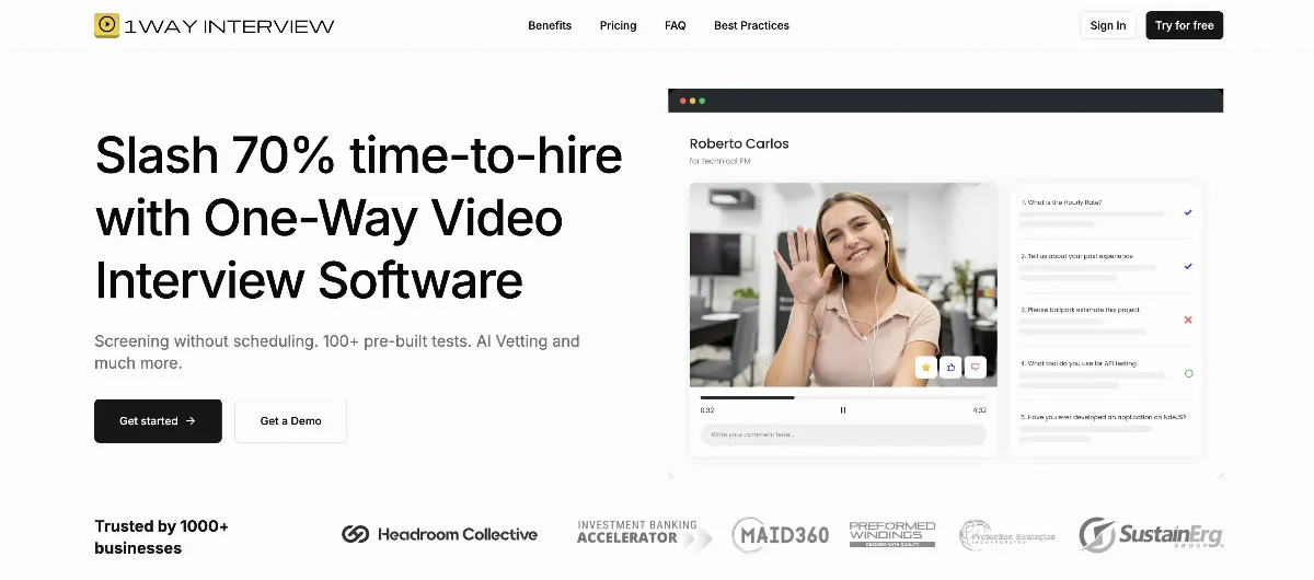 Preview of One Way Video Interview Software
