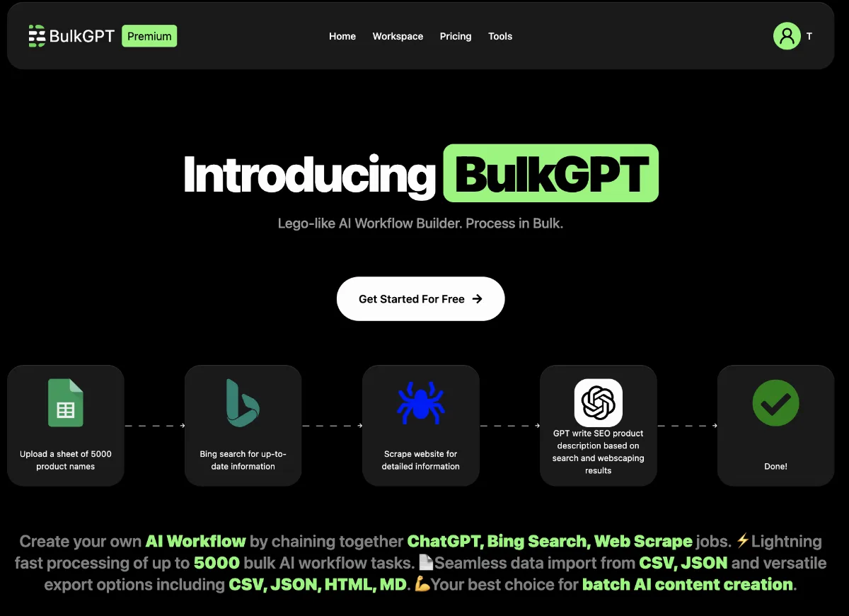 Preview of BulkGPT