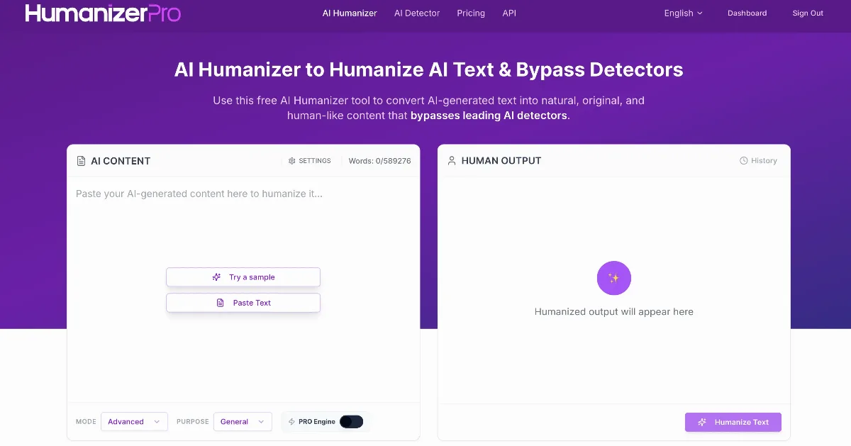 Preview of HumanizerPRO: Free AI Humanizer