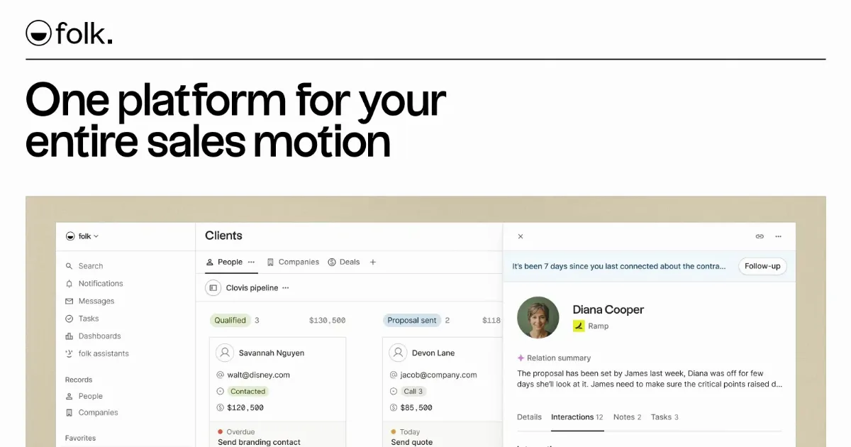 Preview of The AI CRM for your entire sales motion
