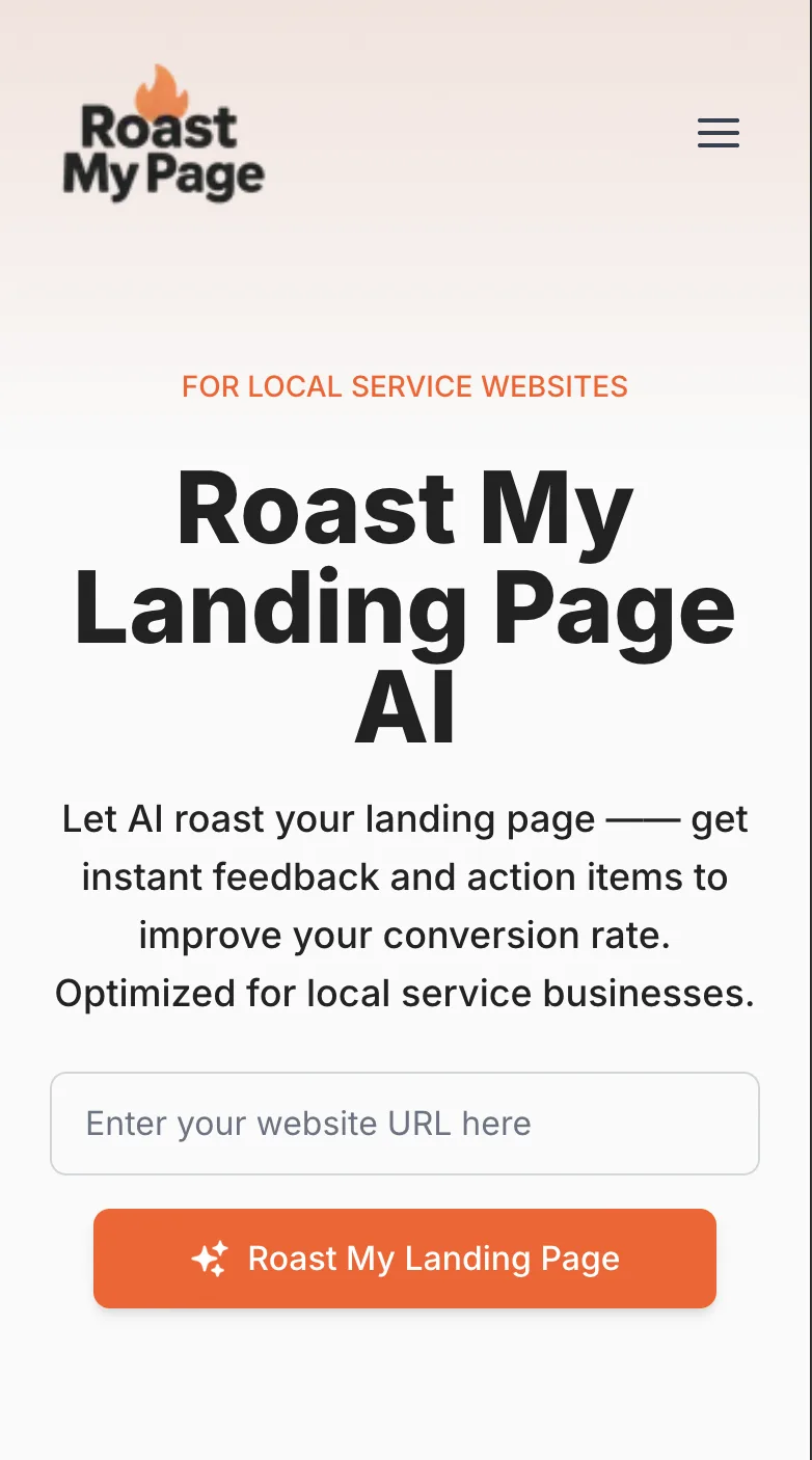 Preview of Roast My Landing Page AI