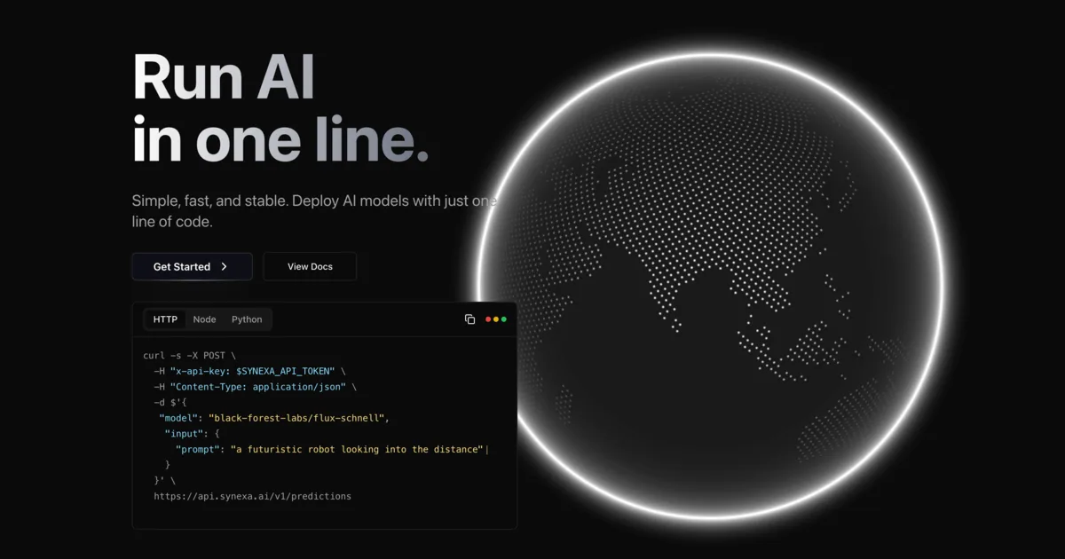 Preview of Synexa AI: Simplify AI Deployment