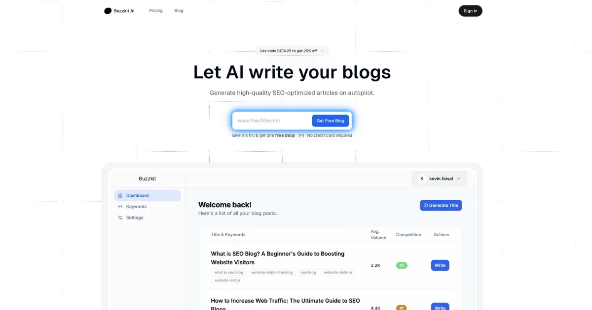 Preview of Buzzkit AI