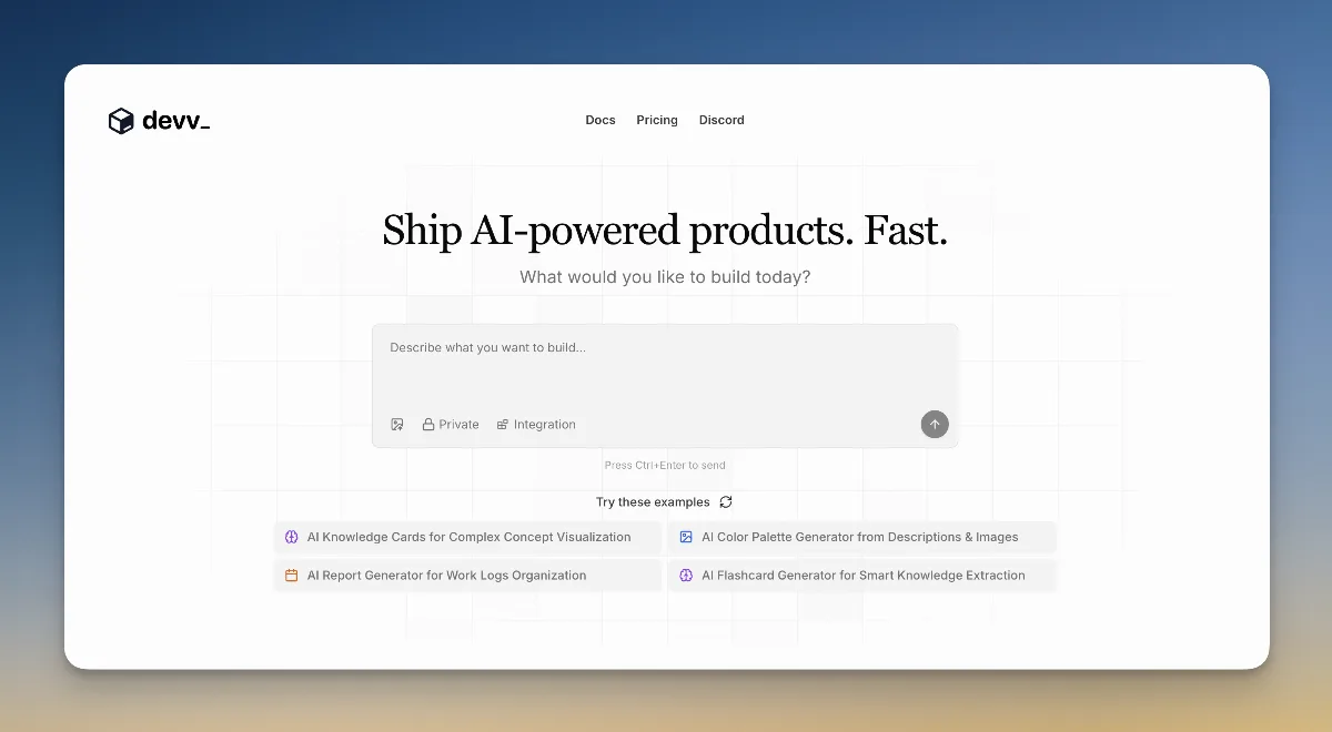 Preview of Devv AI