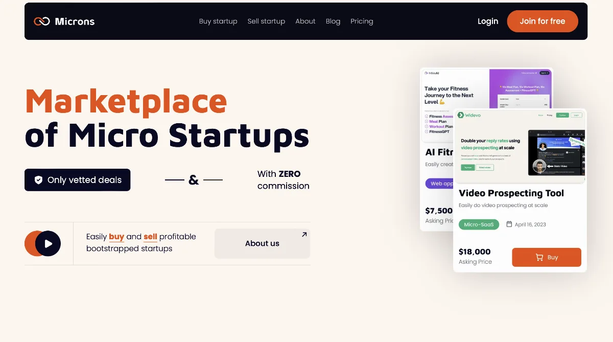 Preview of Micro Startups For Sale