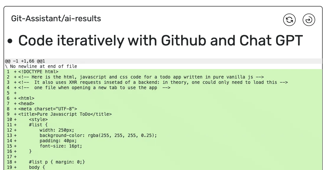 Preview of Git Assistant