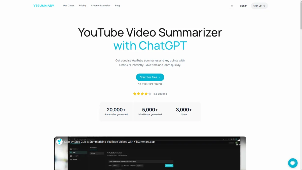 Preview of YTSummary.app